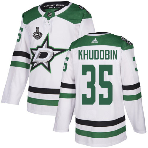 Adidas Men Dallas Stars #35 Anton Khudobin White Road Authentic 2020 Stanley Cup Final Stitched NHL Jersey->dallas stars->NHL Jersey